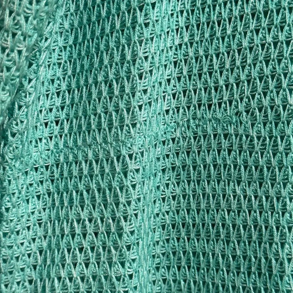 CARIBBEAN JOE Aqua Lightweight Open Weave Grommet Detail Sweater Sz Large Petite - Picture 8 of 8